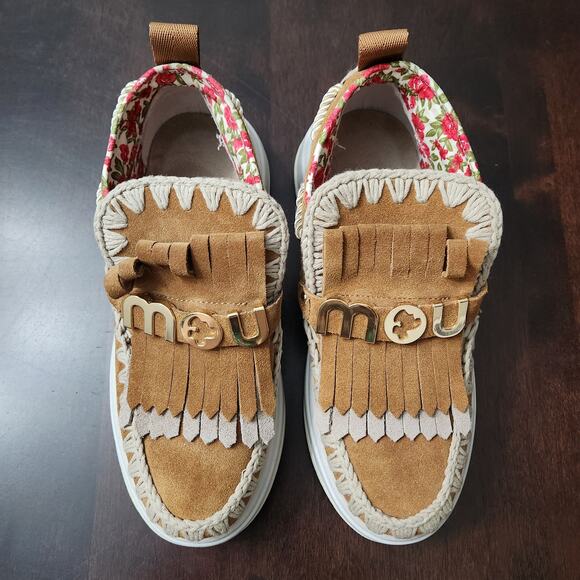 Mou Fringe Logo Suede Leather Bootie Size 38 - Picture 4 of 8